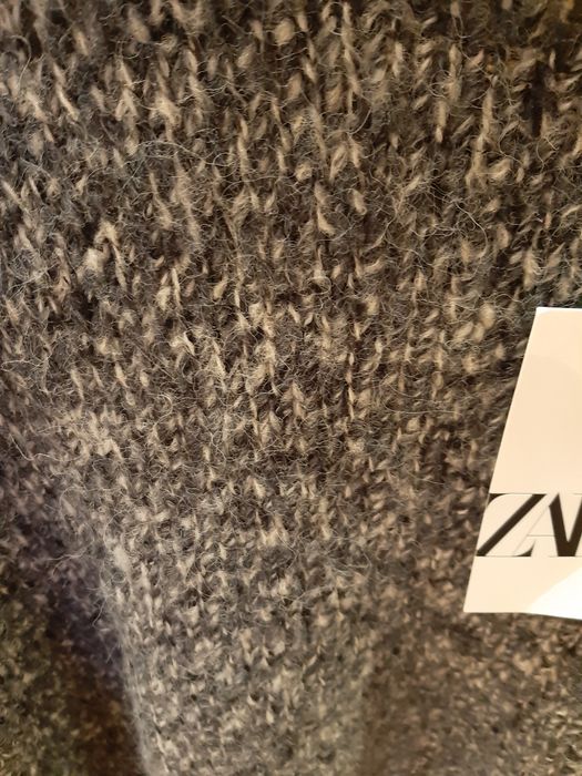 Sweter szary Zara melanż Xl oversize duży dzianina alpaca tkmaxx home