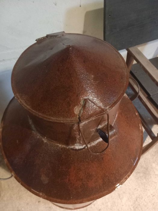 Talha de azeite grande, antiga, metal, bom estado