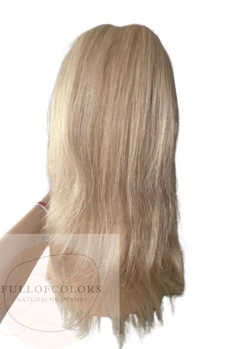 Dluga peruka naturalna jasny blond włosy naturalne mikroskóraq