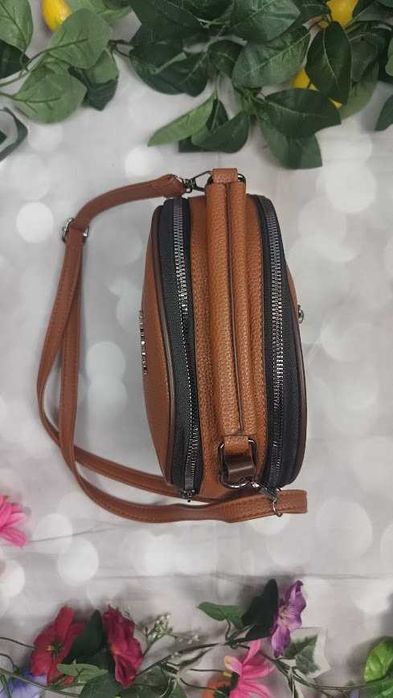 Nowa torebka damska Jingpin – mała, na ramię, z dwoma zamkami, brązowa