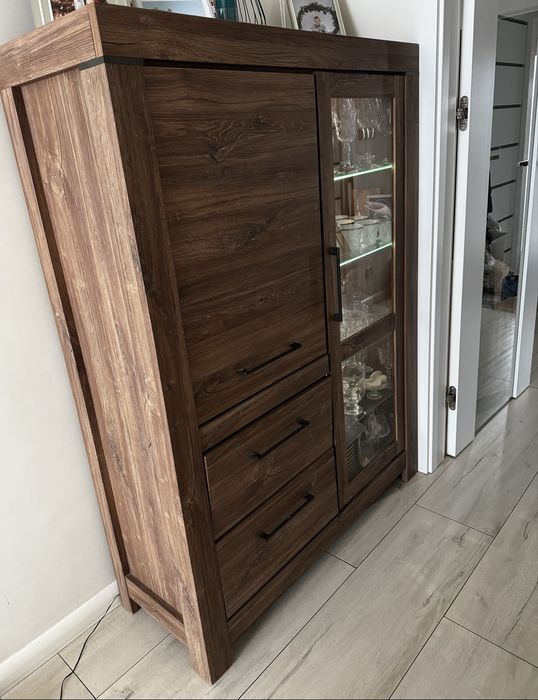 Zestaw mebli Black Red White kolekcja Gent stół krzesła witryna, RTV