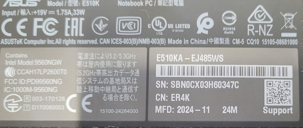 Notebook Asus E510ka-ej485ws