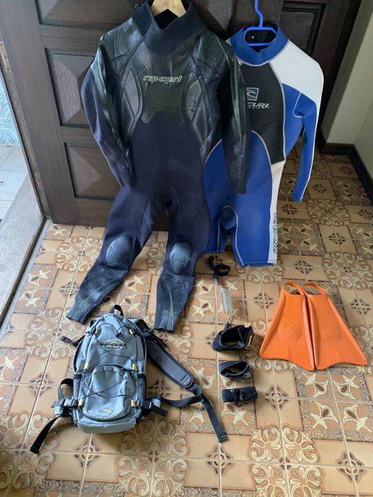 Fatos Surf / Bodyboard RIP CURL (MS e MT) + Pés de Pato KPALOA (M) + Acessórios