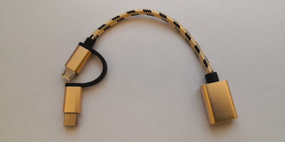 2w1 Przejściówka Adapter OTG Micro USB-C na USB 3.0 złoty