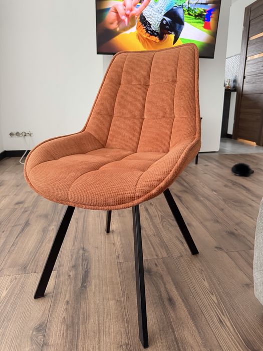 Komplet 4 krzesła tapicerowane kolor pomarańczowy