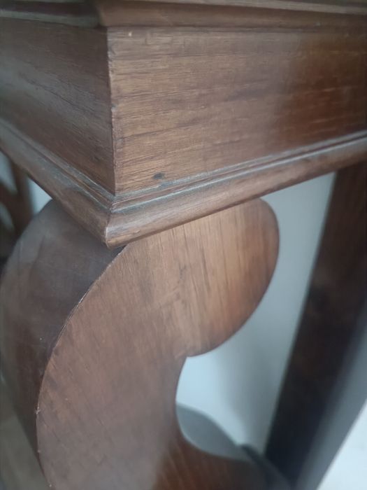 Conjunto de Credência com tampo em mármore e espelho  com moldura em madeira