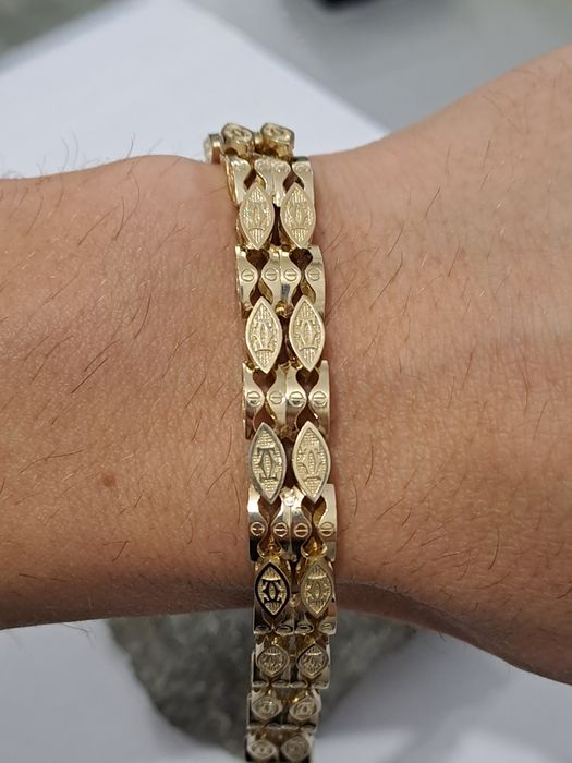 Złota bransoletka Splot Cartier 585 Podwójna 21.5 cm