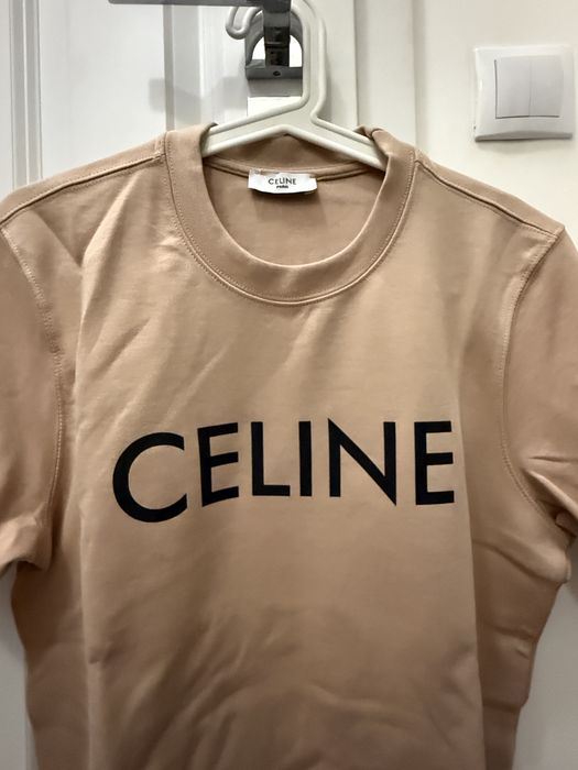 Beżowy jasmobrązowy t-shirt bluzka Celine paris
