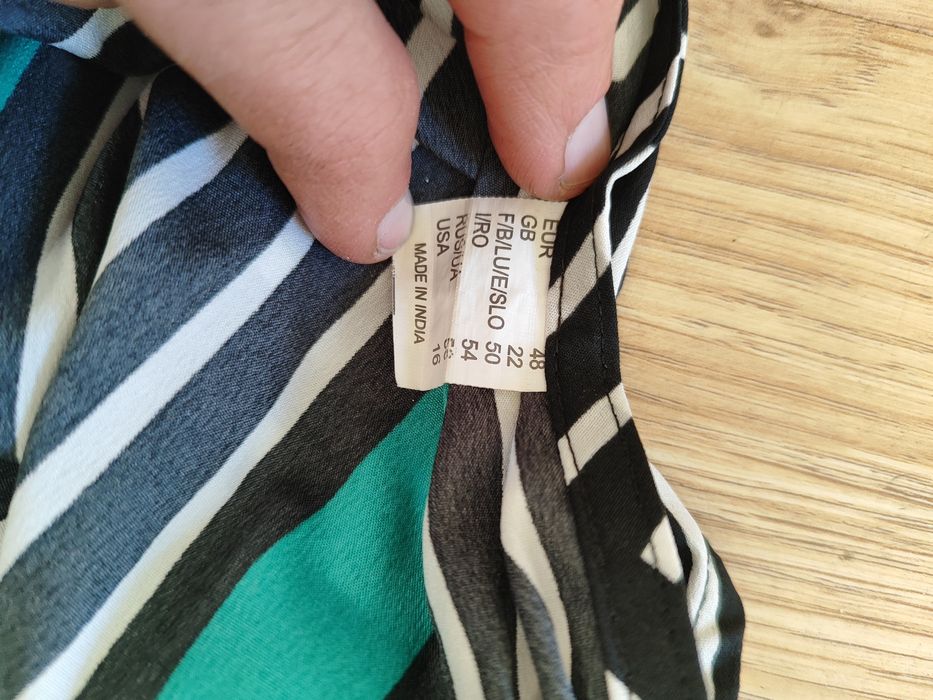 Koszula bluzka czarno turkusowo biała wzory paski plus size 48