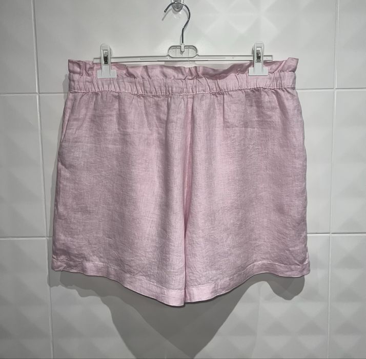 Zara pudrowe lniane szorty spodenki r L