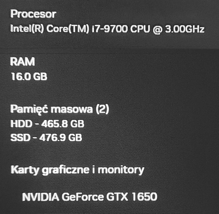 Laptop gamingowy Dream Machines - *i7/8rdzeni/ 16GB IPS SSD510GB+500GB*