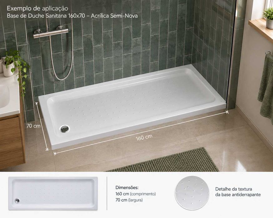 Base de Duche Sanitana 160x70 – Acrílica Semi-Nova