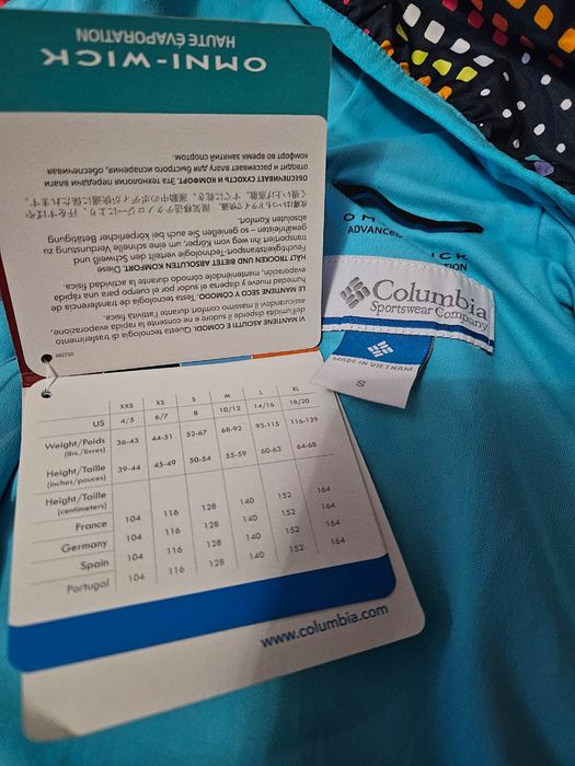 Нова куртка вєтровка Columbia omni-wick розмір s 7 8 9