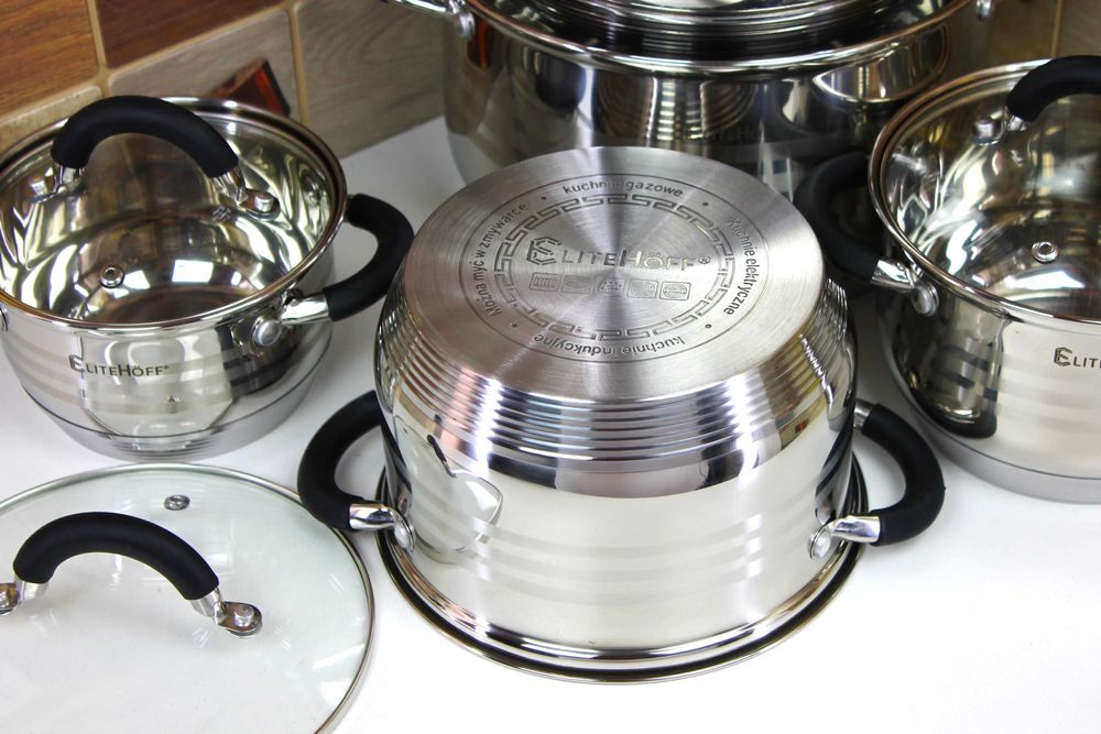 Zestaw 6 Garnków – Stal Nierdzewna, Silikonowe Uchwyty, Indukcja