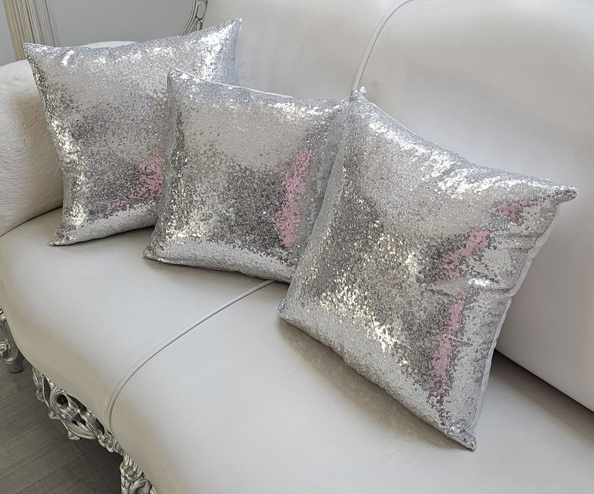 Poszewki cekiny srebrne 2 szt   45x45