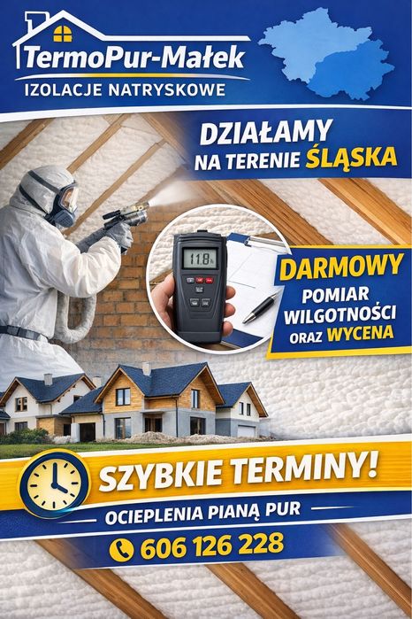 Ocieplanie poddaszy pianą PUR - Rybnik i okolice. TermoPur-Małek