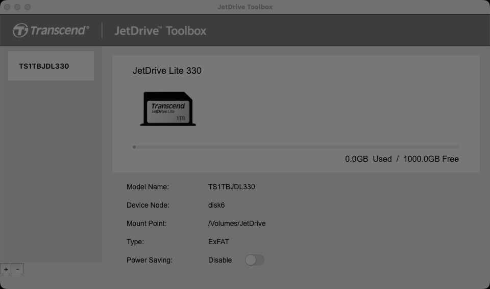 Transcend JetDrive Lite 330 1TB для MacBook Pro