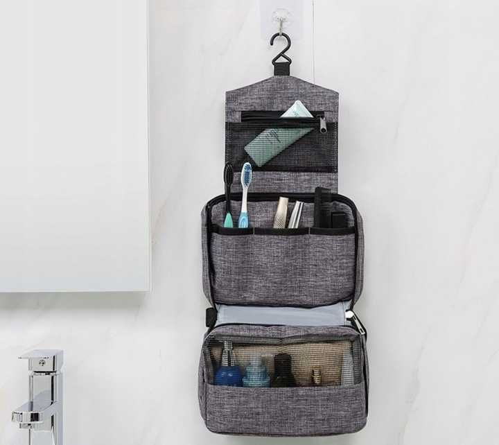 Kosmetyczka Podróżna Damska Organizer Wisząca Pojemna z Haczykiem L