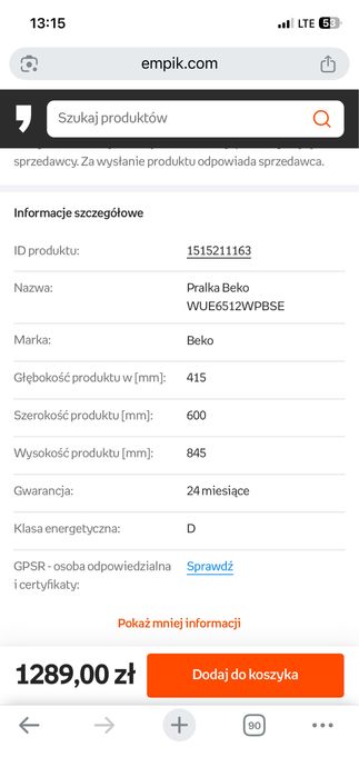Pralka BEKO slim 6 kg NOWA