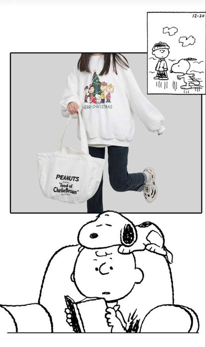 Mala/bolsa de lona original com estampa de desenho animado Snoppy