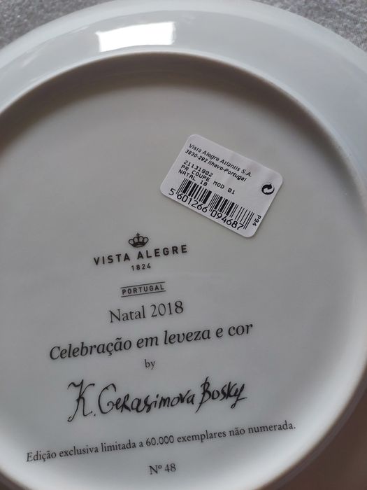 Prato "Coleção Natal" Vista Alegre, Ano 2018