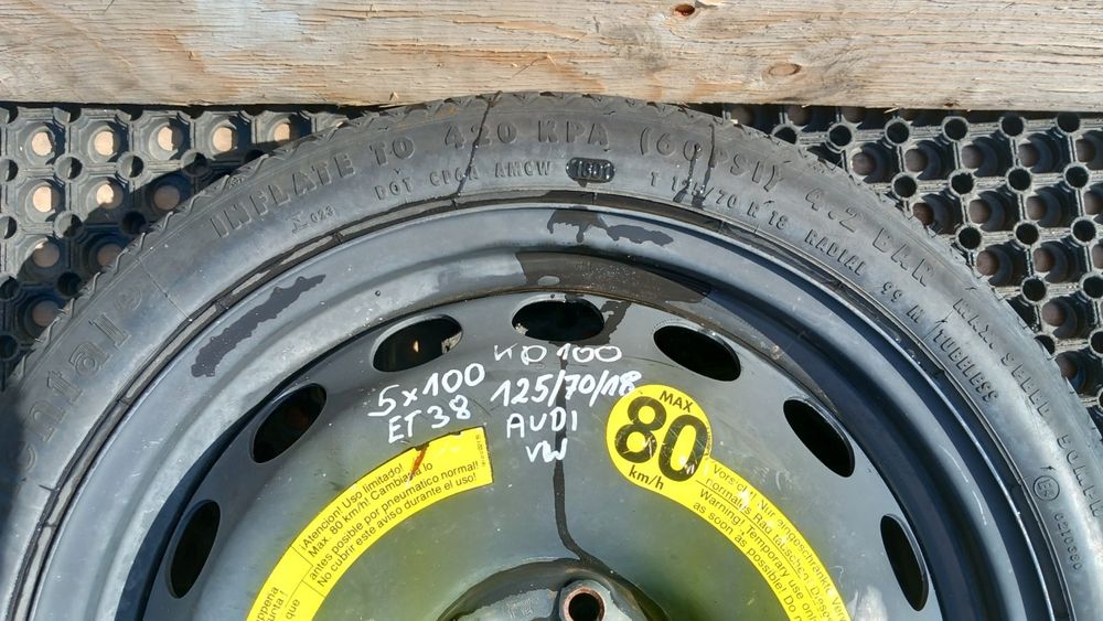 Vw Audi Tt Koło Dojazdowe 125/70/18 5X100 Et38