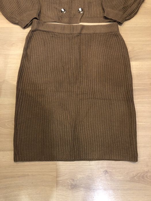 Вʼязаний костюм кардиган і спідниця