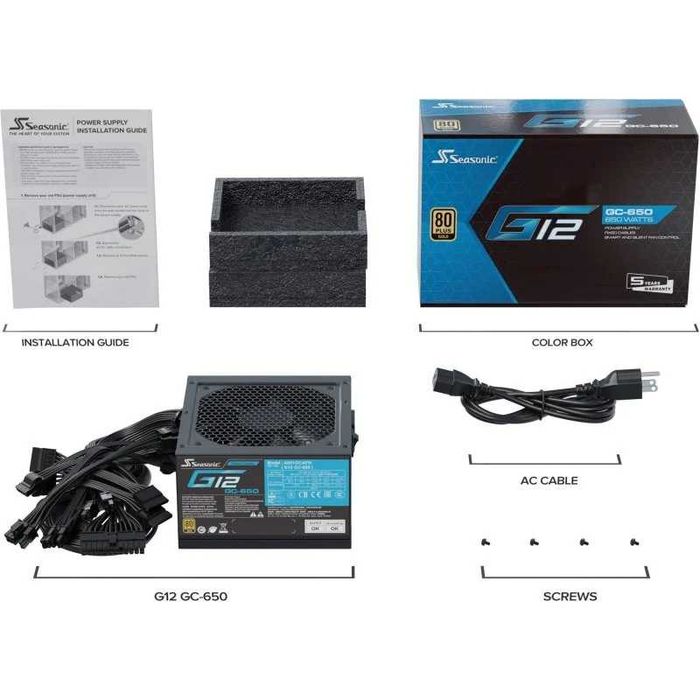 Fonte Alimentação Seasonic G12 GC650 650W 80 Plus