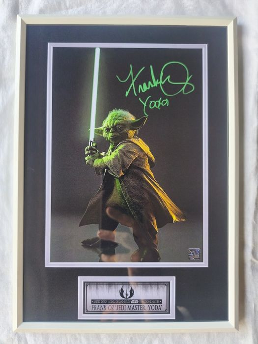 Moldura Filme Star Wars Yoda com Autógrafo (A4)