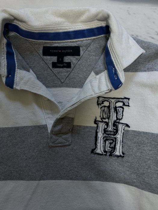 Поло Tommy Hilfiger сіро-біле в смужку розмір S