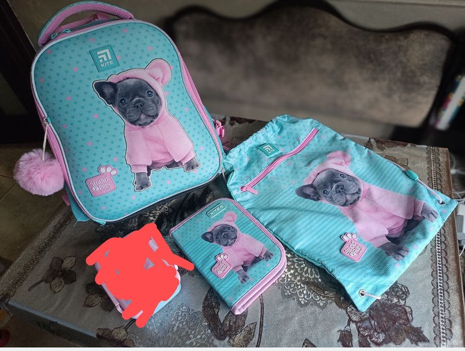 Рюкзак  шкільний Kite Studio pets 3 в 1 м'ятний з собачкою 12 л 1-4 клас