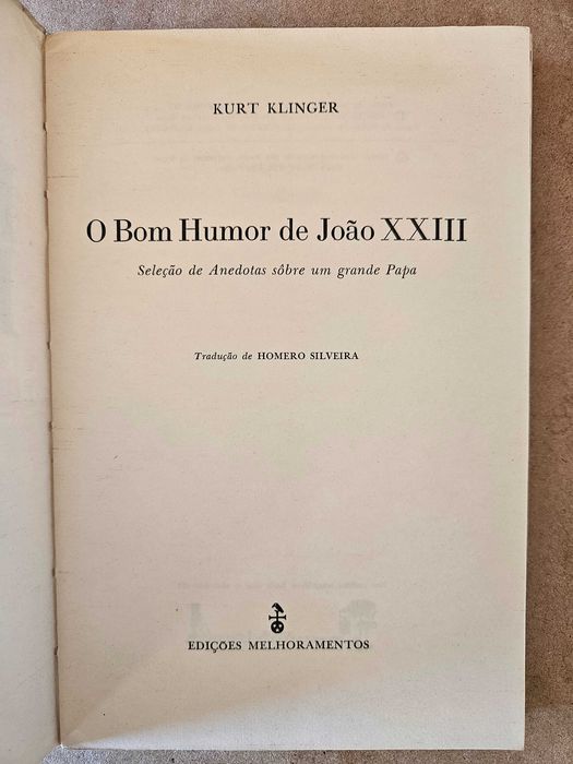 Livro O Bom Humor de João XXIII Kurt Klinger