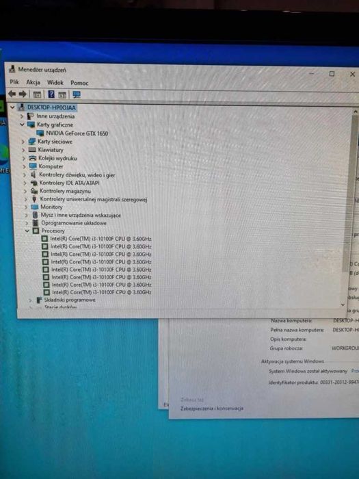 Komputer stacjonarny / i3-10100F / GTX 1650 OC 4GB / 16GB RAM