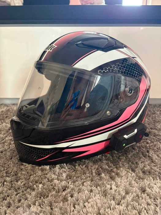 Capacete mota UNIK rosa (XS) + comunicador