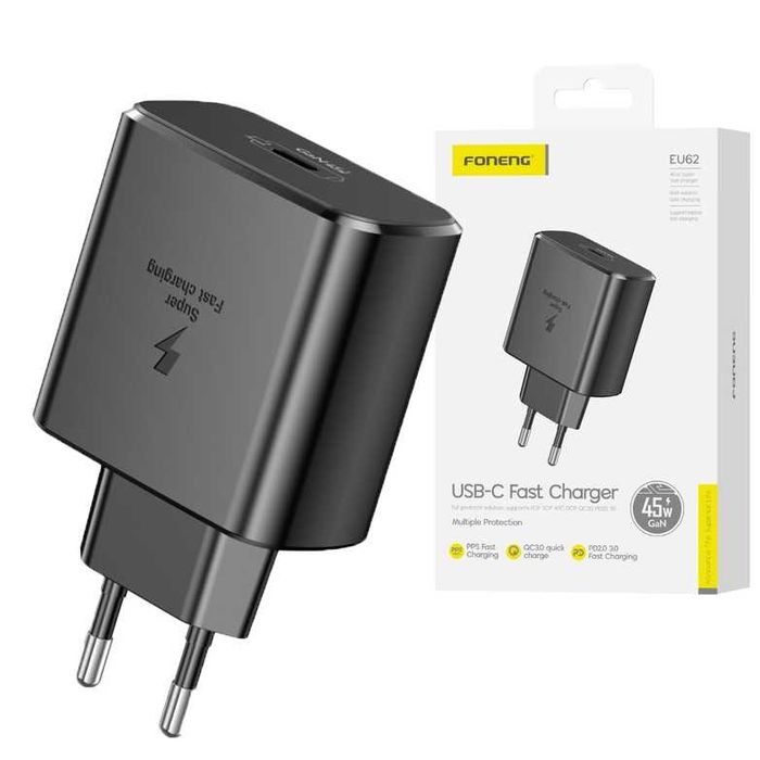 SZYBKA ŁADOWARKA 45W KOSTKA USB-C USB typ C - Telefon Samsung iPhone