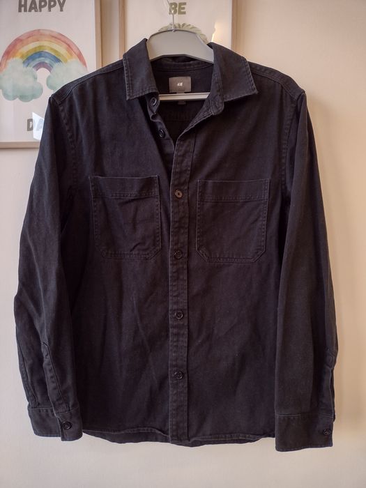 Męska jeansowa koszula H&M r.S czarny bawełna
