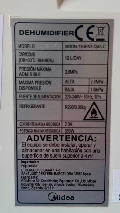 Deshumidificador MIDEA 12L
