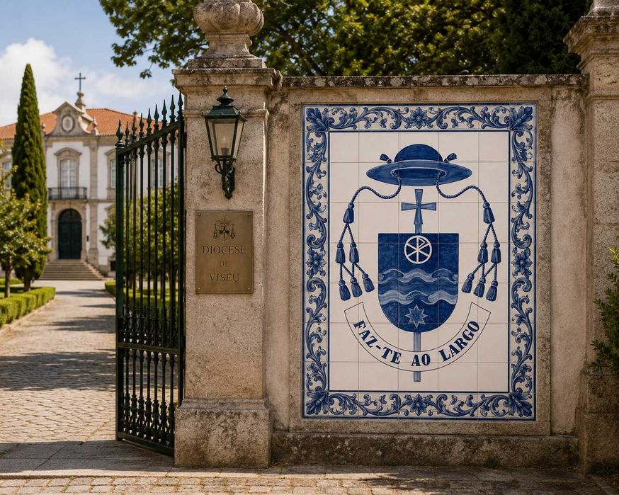 Painel de Azulejos Portugueses – Brasão Religioso | Azularte | Peça Única