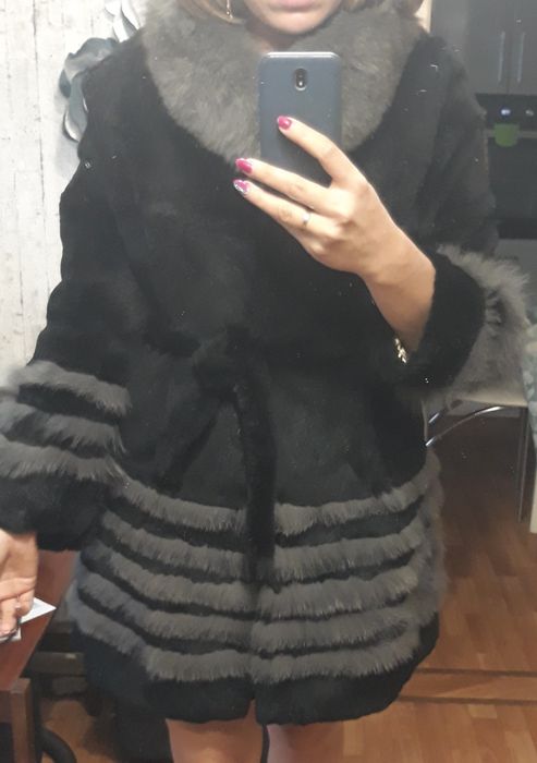 Шуба натуральная кролик и песец