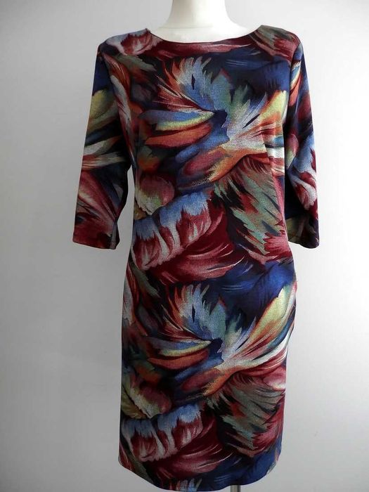 Sukienka Wizytowa Dżersejowa Jersey Kolory Ciepłe Wiskoza 44