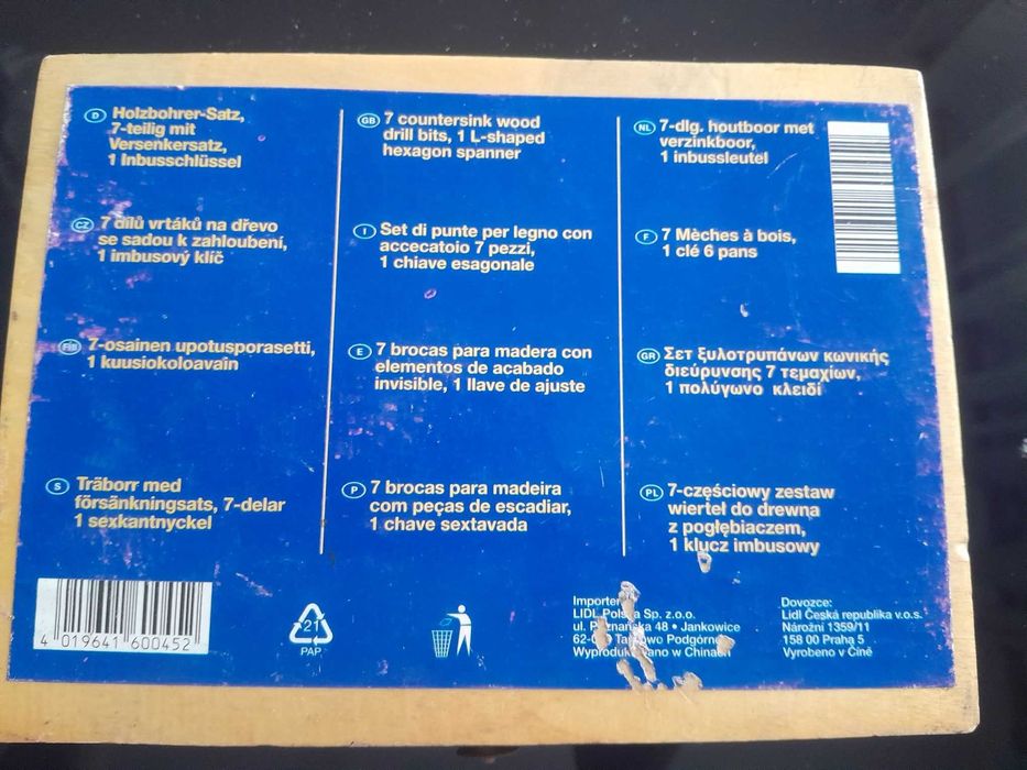 Conjunto 7 brocas com escareador para madeira - NOVAS