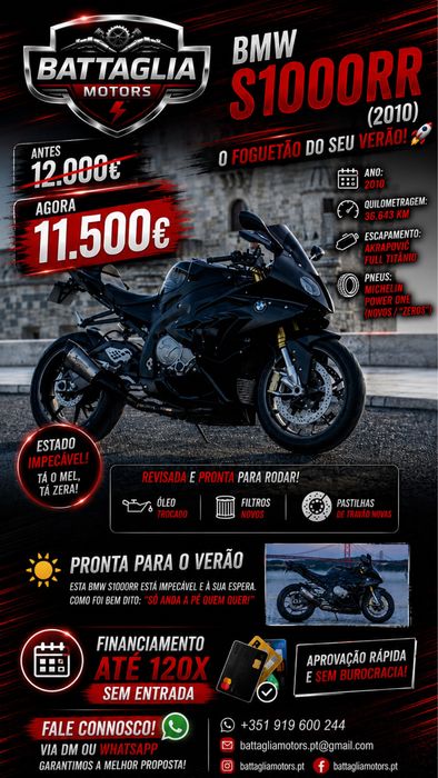 BMW S1000RR 2010 | 36.643 km | Akrapovic Full Titanio | Impecavel