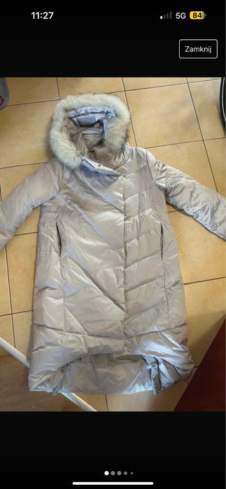 szara kurtka puchowa zimowa Deni Cler rozmiar 40