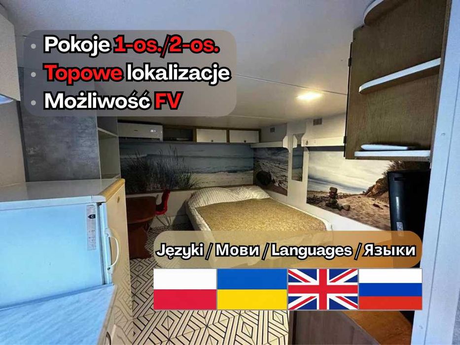 Noclegi pracownicze Gdańsk pokoje kwatery hostel na mies. centrum FV