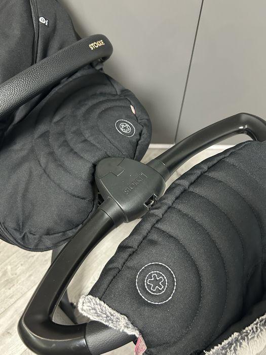 Чохол та муфта для рук чорний хутро штучне плюш Kiddy cybex