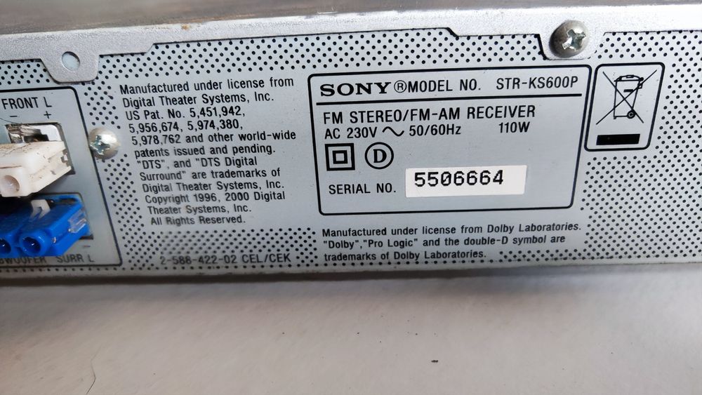 Recetor FM estéreo/FM-AM Sony STR-KS600P.