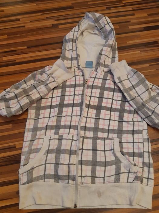 Bluza bawełniana z kapturem w kratkę