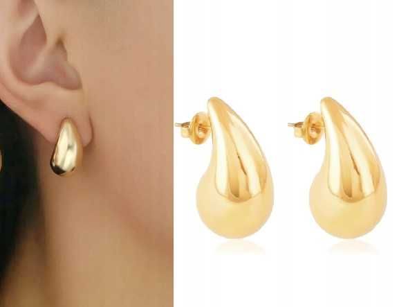 Kolczyki Złote małe krople ŁEZKI 1,9 cm stal chirurgiczna VP2