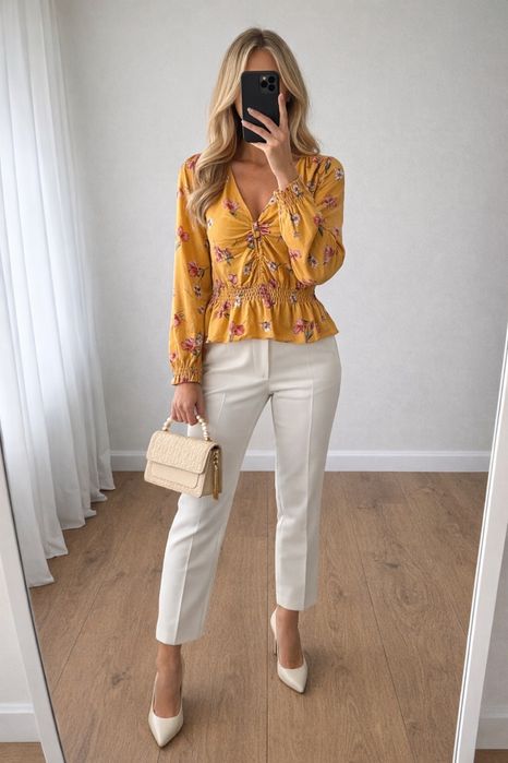 Bluzka elegancka w kwiaty (XS) H&M