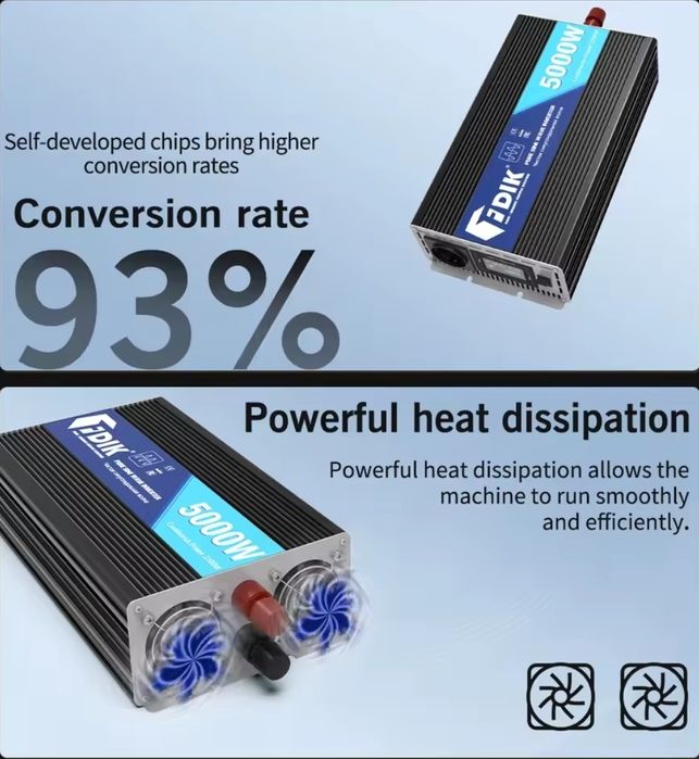 transformador Para Camião 12v ou 24V-220v 5000W Onda Pura